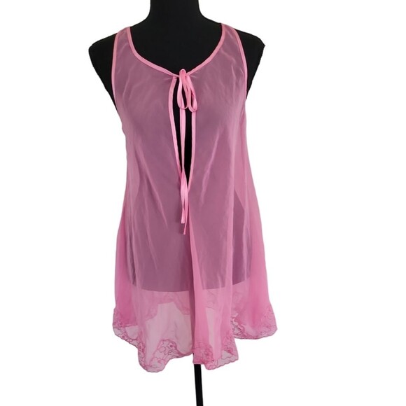 EUC La SEMZA women's pink cut-out front lace closure floral lace linger - Picture 1 of 6